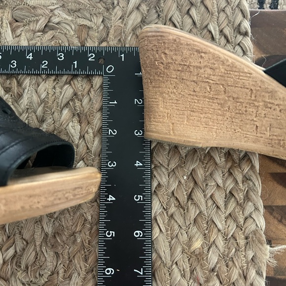 Spring Step black Italian Leather Platform Wedge Sandals Size 39 / 8.5 - Picture 3 of 6